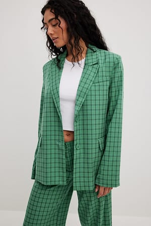 Green Check Blazer droit oversize