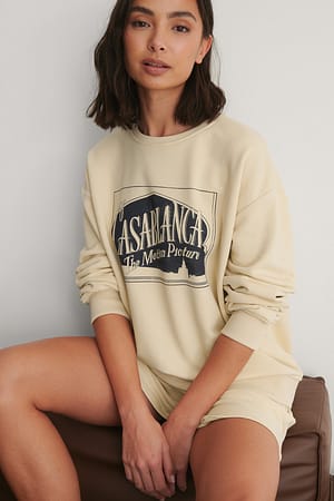 Beige - Casablanca Logo Warner Bros. Pull Surdimensionné