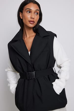 Black Gilet à ceinture rembourré