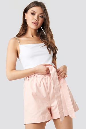 Pink Paper Bag Cotton Shorts