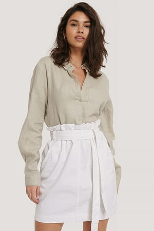 White Jupe courte taille paperbag