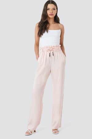 Pink Paperbag Wide Leg Trousers