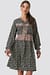Patch-Print Frill Detail Dress