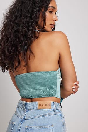 Green Corset satiné avec perle