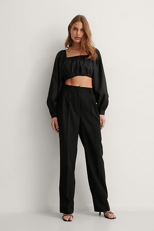 Black NA-KD Classic Pantalon De Costume Plissé