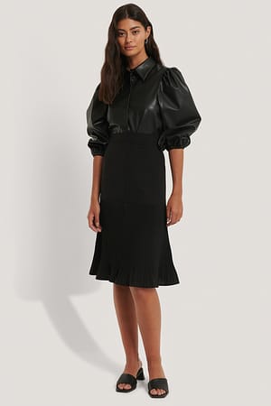 Black NA-KD Pleated Detail Skirt