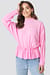Pleated High Neck Long Sleeve Top