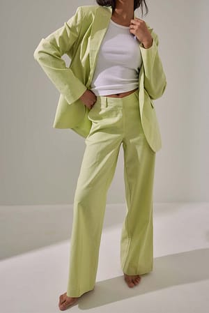 Light Green Pantalon taille en V, lin