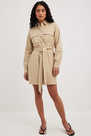 Beige Robe courte avec poches