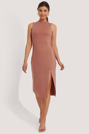 Dusty Dark Pink NA-KD Basic Robe Fendue Sans Manches À Col Polo