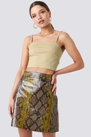 Snake Print NA-KD Trend Snake Printed A Line Mini Skirt