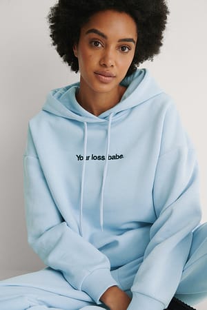 Dusty Blue NA-KD Hoodie surdimensionné