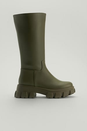 Dusty Khaki Bottes tige à semelle haute