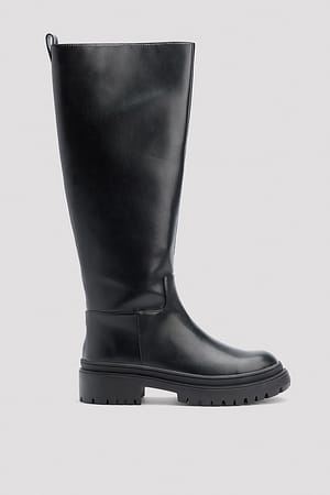 Black Bottes tige à semelle haute
