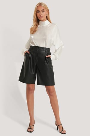 Black NA-KD Trend Short Bermuda En Faux Cuir