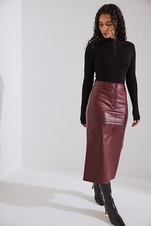 Wine Jupe taille haute en similicuir