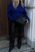 Black Pantalon taille mi-haute en faux cuir
