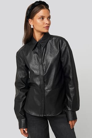 Black NA-KD Trend Pu Shirt