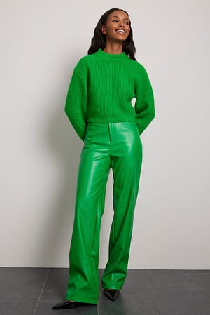 Green Pantalon faux cuir