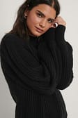 Black Pull En Tricot À Manches Bouffantes