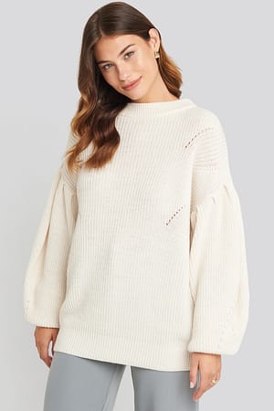 Off White NA-KD Puff Sleeve Sweater