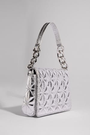 Silver Sac à épaule matelassé avec chaîne épaisse