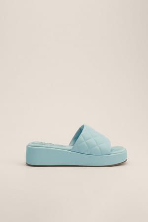Baby Blue Quilted Flatform Slippers