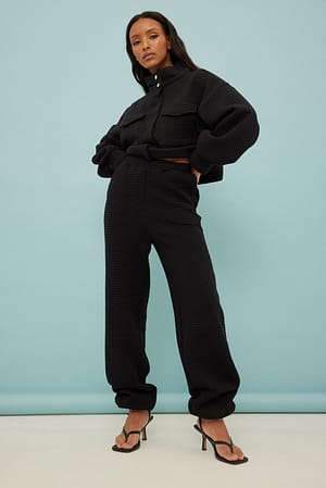 Black Quilted Joggers