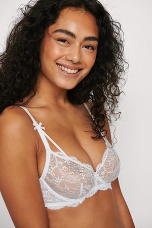 White Soutien-gorge à bonnets avec nœud