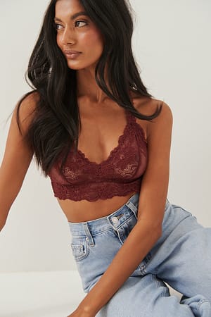 Dark Red Haut en dentelle souple à dos nageur