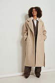 Beige Manteau ceinturé à manches raglan