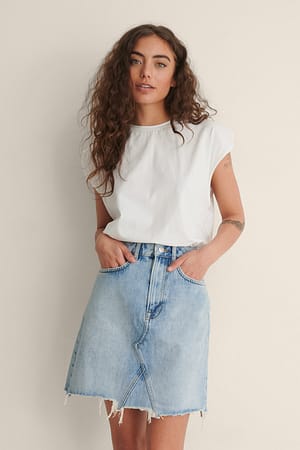 Light Blue Jupe mini en jean à ourlet franc