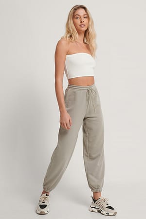 Grey NA-KD Basic Pantalon de survêtement à cordon