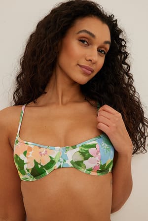 Bright Summer Print Haut de bikini à balconnet recyclé