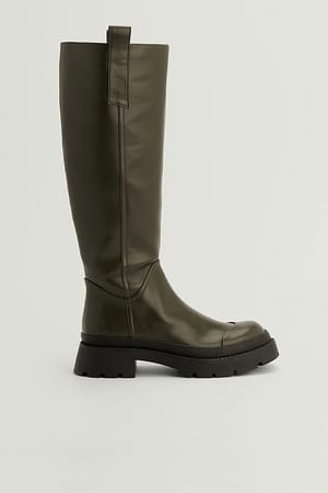 Khaki Bottes recyclées avec détail sur la tige