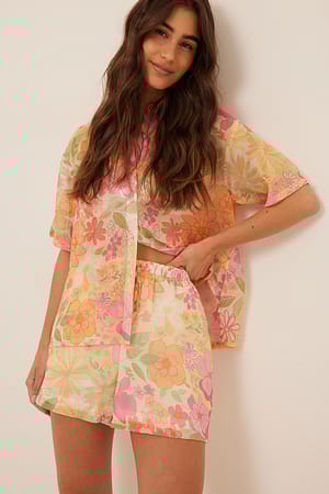 Flower Print Short à cordon