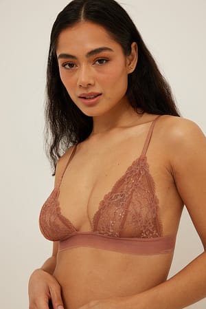 Terracotta Haut triangulaire en dentelle élastique