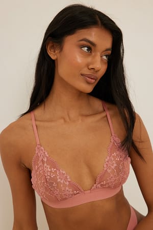 Pink Umber Haut triangulaire en dentelle élastique