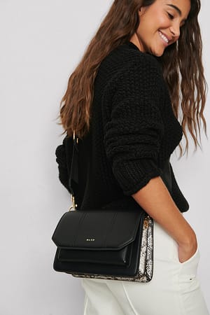 Black/Grey Sac à bandoulière à motif serpent