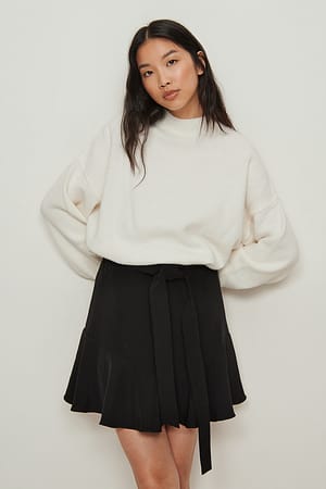 Black Jupe à volants recyclée à taille nouée