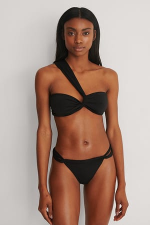 Black Culotte de bikini taille haute recyclée