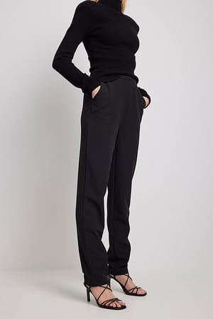Black Pantalon de costume taille mi-haute coupe classique
