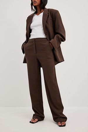 Brown Pantalon de tailleur large classique