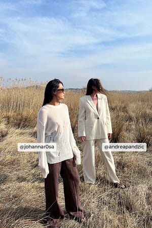 Beige Pantalon décontracté en lin mélangé