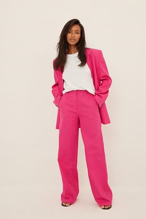 Fuchsia Pantalon décontracté en lin mélangé
