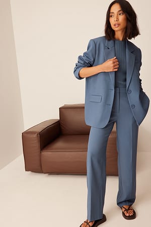 Blue Pantalon de costume décontracté