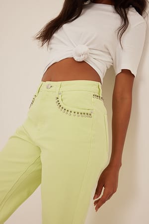 Green Jean strass