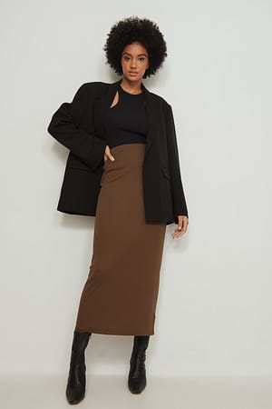 Brown Jupe maxi côtelée recyclée
