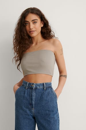 Grey NA-KD Basic Haut bandeau côtelé