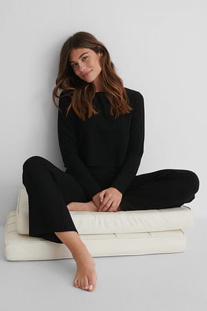 Black Pantalon côtelé